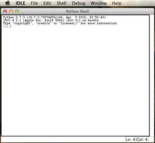 Screenshot of IDLE on mac