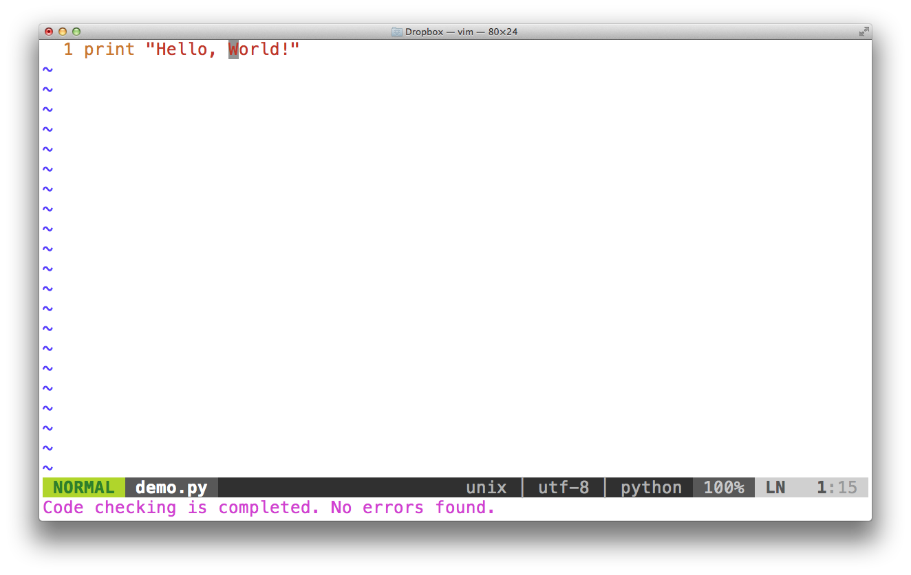 Screenshot of Vim on Mac