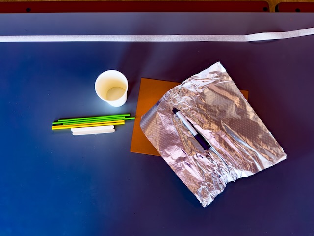 The materials provided for the boat-building challenge