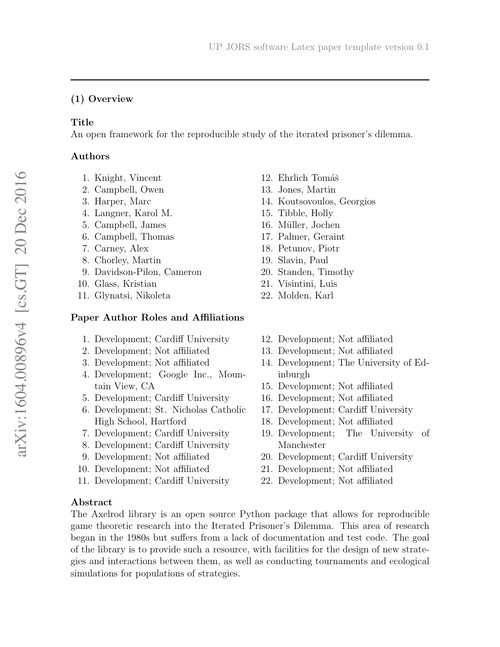 An Open Framework for the Reproducible Study of the Iterated Prisoner’s Dilemma