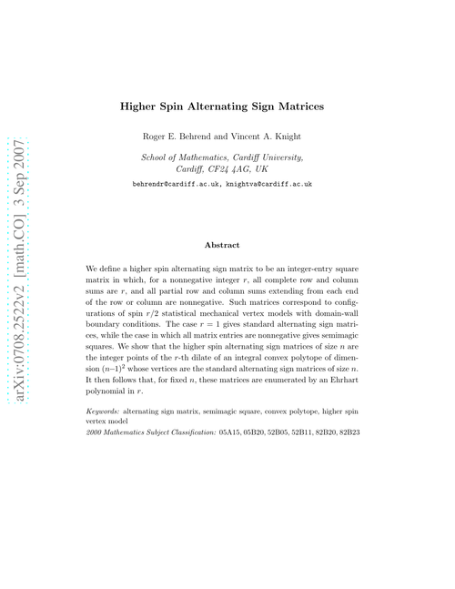 Higher Spin Alternating Sign Matrices