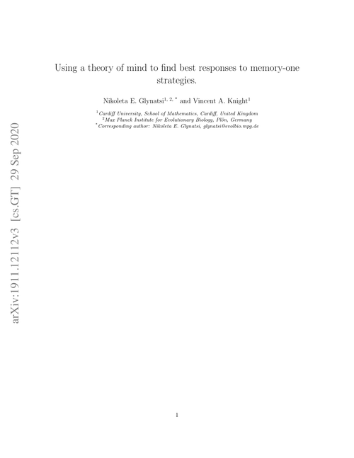 Using a theory of mind to find best responses to memory-one strategies