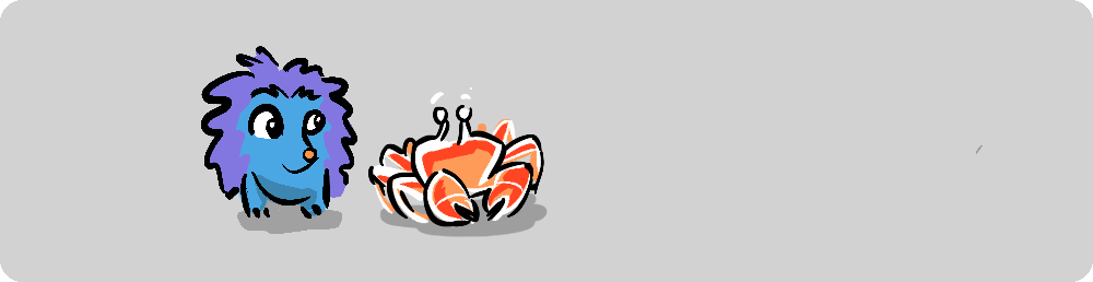 A hedgehog and a crab cooperating across species.